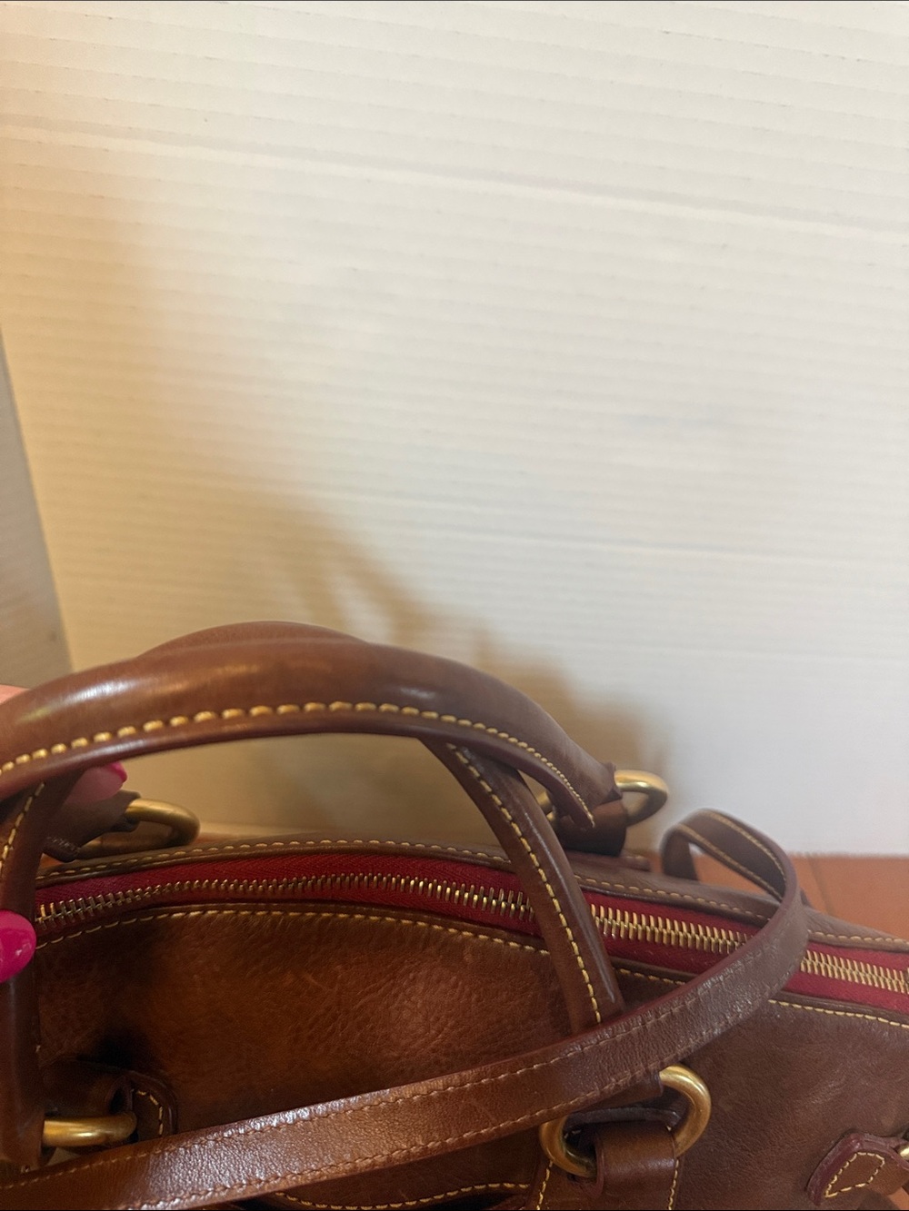 Dooney & Bourke Florentine Bristol Satchel Italian Vacchetta leather chestnut - Picture 6 of 11